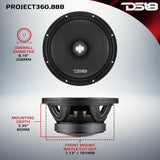 PROJECT360 8” High-Sensitivity Mid-High Loudspeaker with Bullet - 300W RMS 8-Ohm - Rotating Recone Design For Quick Repair