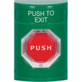 STI SS2109PX-EN Stopper Station, No Cover, Turn-to-Reset (Illuminated), 'PUSH TO EXIT' English Label, Green