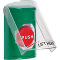 STI SS2128NT-EN Stopper Station with Shield, Pneumatic Illuminated, NO TEXT Label, Green