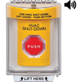 STI SS2249HV-EN Indoor / Outdoor Flush with Horn Turn-to-Reset Stopper Station with HVAC SHUT DOWN Label, Yellow