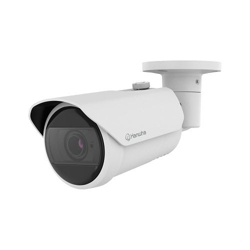 Hanwha QNO-C9083R Q-Series 4K AI IR Bullet Camera 3-10mm Varifocal Lens, White