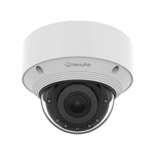 Hanwha QNV-C9083R Q-Series 4K AI IR Vandal Dome Camera 3.2-10.2mm Motorizes Varifocal Lens, White