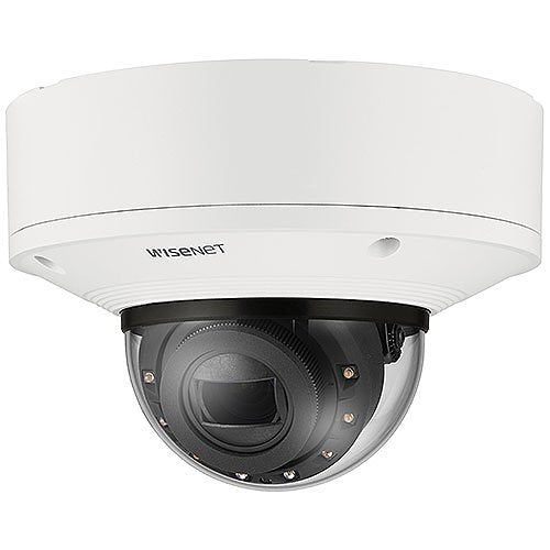 Hanwha XNV-8083R X Series 6MP Outdoor IR Vandal Dome IP Camera, 4.4-9.3mm Motorized Varifocal Lens, White