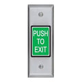 SDC 413NU 410 Series Narrow Push to Exit Button Switch, Electronic Timer, Adjustable (1-60 seconds), DPDT, Green/Red Button, Dull Stainless