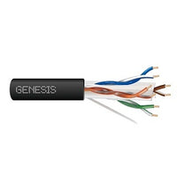 Genesis 51101008 24/4-Pair Cat 6 Unshielded (U/UTP) Water-Blocked Networking Cable, Direct Burial, 1000' (304.8 m) Reel, Black