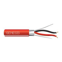 Genesis 4606104W 16/2 Solid Shielded Fire Alarm Cable, Plenum, FPLP, 1000' (304.8 m) Reel, Red w/ White Stripe