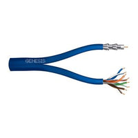 Genesis 50665006 4-Pair Cat 5e + RG6 CCS 75 Ohm Coaxial with Quad-Shield Multimedia Cable, General Purpose, CM, 500' (152.4 m) Reel, Blue