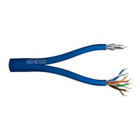 Genesis 50675006 4-Pair Cat 5e + RG6 CCS 75 Ohm Coaxial with Dual-Shield Multimedia Cable, General Purpose, CM, 500' (152.4 m) Reel, Blue