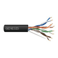 Genesis 50971008 24/4-Pair Cat 5e Unshielded (U/UTP) Water-Blocked Networking Cable, Wet Location, 1000' (304.8 m) Reel, Black