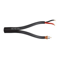 Genesis 65086108 RG59 BC 75 Ohm Coaxial with CCA Braid + 18/2 Stranded Unshielded Cable, General Purpose, CM, 500' (152.4 m) Reel-in-a-Box, Black