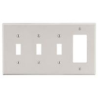 Hubbell P326LA Faceplates and Mounting Boxes, 4-Gang 3 Toggle 1 Decorator, Light Almond