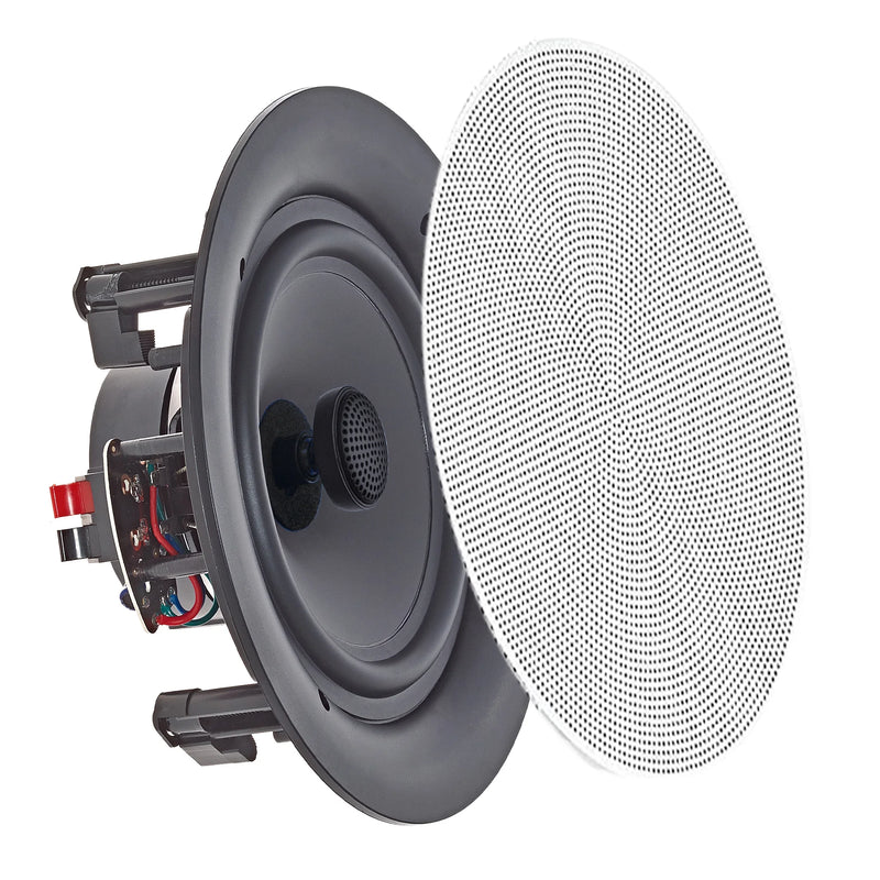 Vaiyer VRWTICF650 6.5" Inch 8 Ohm 200 Watts Frameless Speakers Flush Mount in-Wall in-Ceiling 2-Way Mid Bass Woofer (Pair)