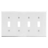 Hubbell P4W 4-Gang Toggle Switch Wall Plate, White