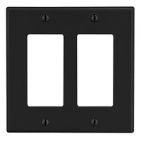 Hubbell PJ262BK 2-Gang Decora Wall Plate, Black
