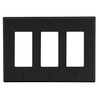 Hubbell PJ263BK 3-Gang Decorative Wall Plate, Black