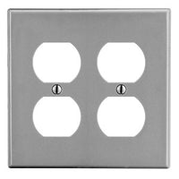 Hubbell P82GY Wall Plate, Gray, Two-Gang Duplex Outlet