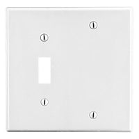 Hubbell PJ113W Wall Plate, Two Gangs with One Toggle and One Blank Configuration, White
