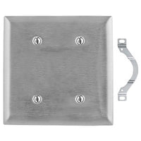Hubbell SS24L 2-Gang Blank Strip Wall Plate, 430 Stainless Steel