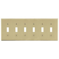 Hubbell P6I 6-Gang Toggle Wall Plate, Ivory
