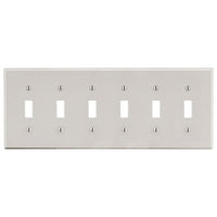 Hubbell P6LA 6-Gang Toggle Switch Wall Plate, Light Almond