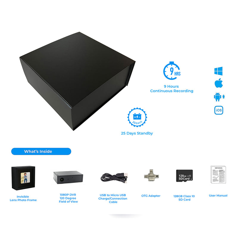 PBN-TECH CV-PF1 Cam-Vox Photo Frame 1080P 128GB DVR – 9 Hours Continuous