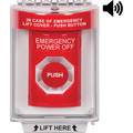 STI SS2044PO-EN Indoor / Outdoor Flush with Horn Momentary Stopper Station with EMERGENCY POWER OFF Label English, Red