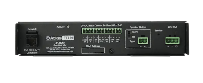 Atlas IP-ZCM PoE+IP Addressable IP-to-Analog Gateway w Integrated Amplifier