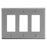 Hubbell P263GY Wall Plate, Gray, Three-Gang Setup