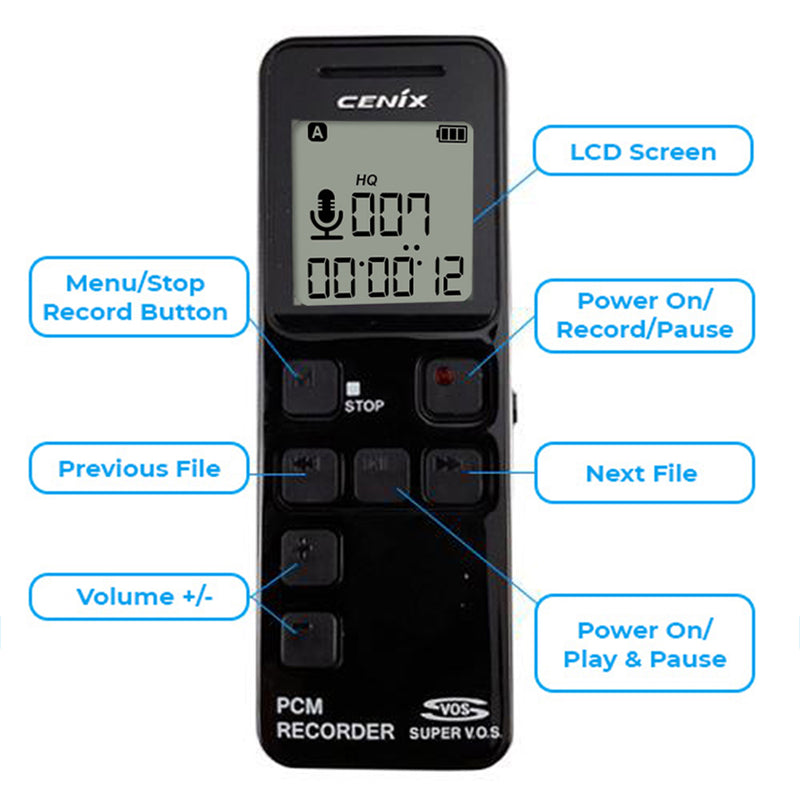 PBN-TECH Premium PCM Audio Recorder 8GB 1040 Hours Storage with Password Protection