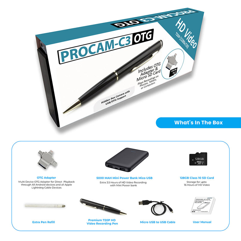 PBN-TECH PROCAM-C3-OTG 720P HD DVR 128GB