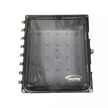 AccelTex ATS-00214 14x12x6 Polycarbonate Enclosure with Clear Door, Latch Lock & 6 RPTNC Holes- Light Grey