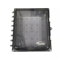 AccelTex ATS-00214 14x12x6 Polycarbonate Enclosure with Clear Door, Latch Lock & 6 RPTNC Holes- Light Grey