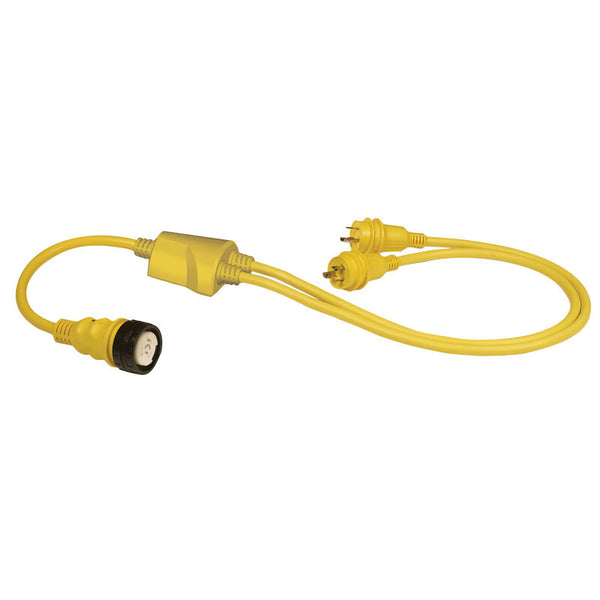 MARINCO 10072957  Reverse Y-Adapter, 2-30A 125V Male to 50A 125/250V Female