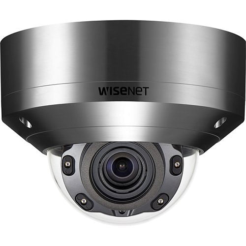 Hanwha XNV-8080RSA Wisenet X-Series 5MP IR Outdoor Vandal Dome Camera, 3.9-9.4mm Varifocal Lens, Stainless Steel