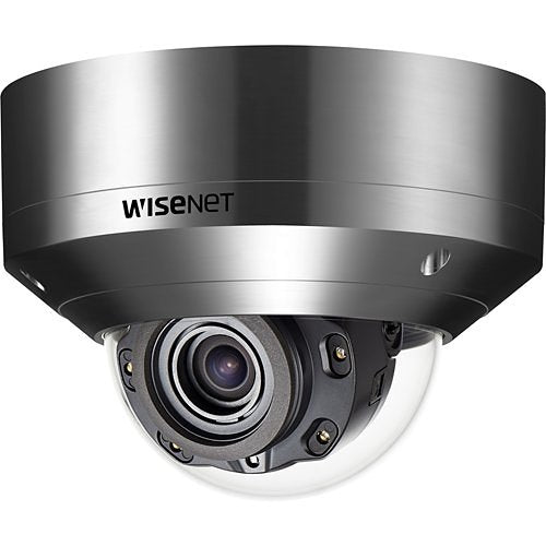 Hanwha XNV-8080RSA Wisenet X-Series 5MP IR Outdoor Vandal Dome Camera, 3.9-9.4mm Varifocal Lens, Stainless Steel