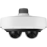 Hanwha PNM-C7083RVD Wisenet 2 x 2MP AI IR Outdoor Vandal Dome IP Camera, 2-Channels, 3-6mm Motorized Varifocal Lens, White