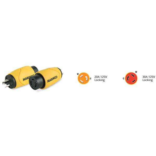 MARINCO 12998332 Straight Adapter, 20A 125V Male to 30A 125V Female