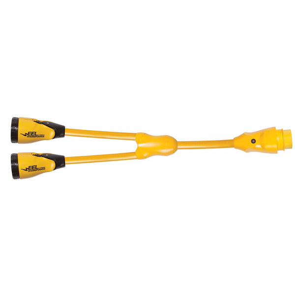 MARINCO 12998431 EEL Y Adapter, 50A 125/250V Male to 2-50A 125V Females