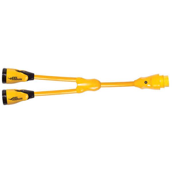 MARINCO 12998456 EEL Y Adapter, 50A 125/250V Male to 2-50A 125/250V Females