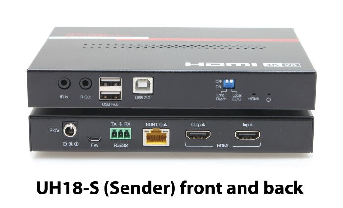 HALL TECHNOLOGIES UH18 4K USB 2.0 EXTENDER SENDER + RECEIVER