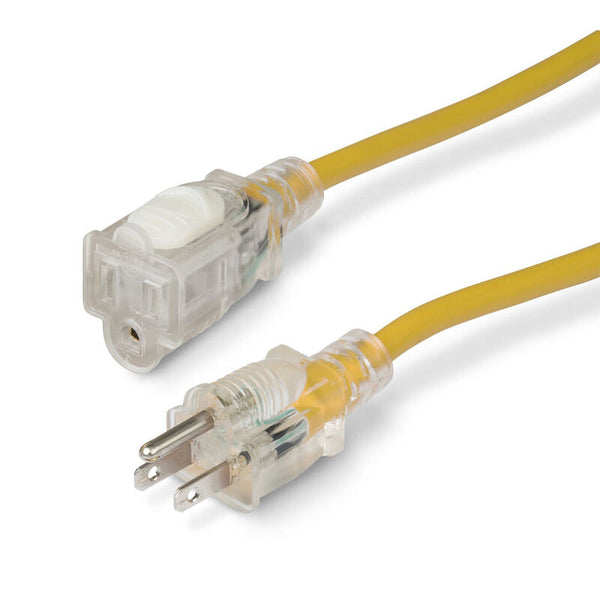 MARINCO 17863184 25' Locking, Lighted Extension Cord, 15A, 14/3 AWG, Yellow