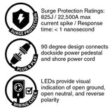 MARINCO 20165692 Marine Surge Protection Pigtail Adapter 30A 125V Locking Male to 125V Locking With Sealing Collar Female