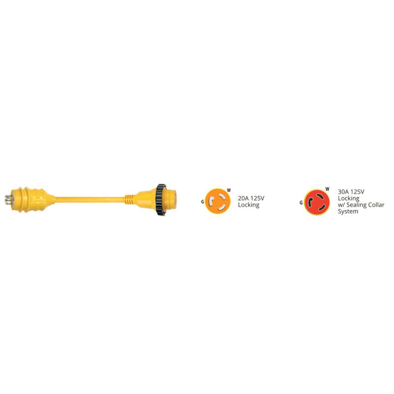 MARINCO 264598 Pigtail Adapter, 20A 125V Male to 30A 125V Female