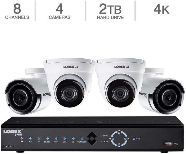 Lorex LNK782C2D2KB 4K Ultra HD 8-Channel PoE IP NVR Security Camera System with Four 4K IP Cameras