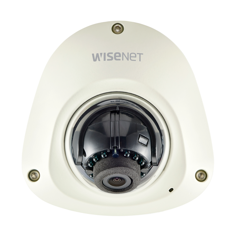 Hanwha QNV-6024RM Wisenet Q-Series 2MP IR Mobile Vandal Flat Camera, 3.6mm Fixed Lens, Ivory
