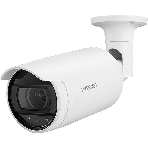 Hanwha ANO-L6082R Wisenet A-Series 2MP WDR IR Bullet IP Camera, 3.3-10.3mm Motorized Varifocal Lens, White