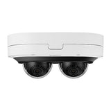 Hanwha PNM-12082RVD 6MP 2-Sensor Outdoor Multidirectional Vandal Rated IR WDR IP Dome Camera, 3.4-6.8mm Lens, White