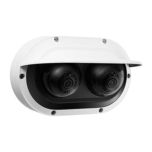 Hanwha PNM-12082RVD 6MP 2-Sensor Outdoor Multidirectional Vandal Rated IR WDR IP Dome Camera, 3.4-6.8mm Lens, White