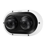Hanwha PNM-12082RVD 6MP 2-Sensor Outdoor Multidirectional Vandal Rated IR WDR IP Dome Camera, 3.4-6.8mm Lens, White