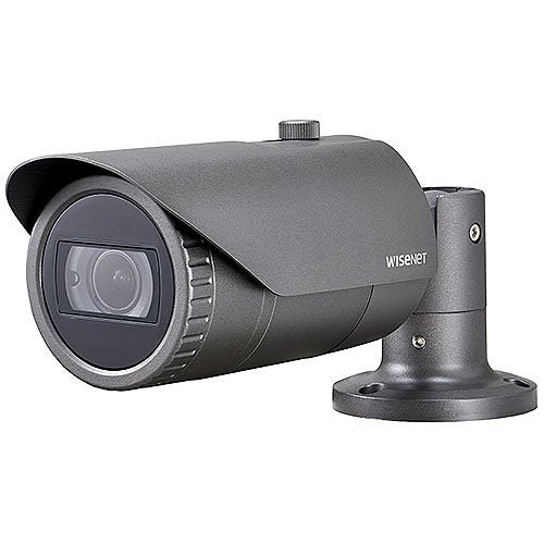 Hanwha QNO-7082R Wisenet Q-Series 4MP IR Bullet Camera, 2-10mm Motorized Focal Lens, Dark Gray